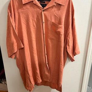 Joseph & Feiss Peach Color 100% Silk Casual Button‎ Down Shirt 2X